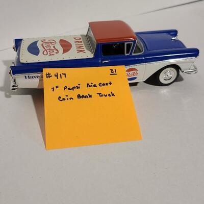 7" L Pepsi Die-cast Coin Bank -Item# 417