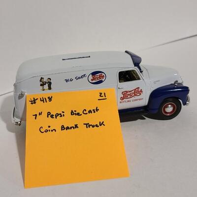 7" L Pepsi Die-cast Coin Bank -Item# 418