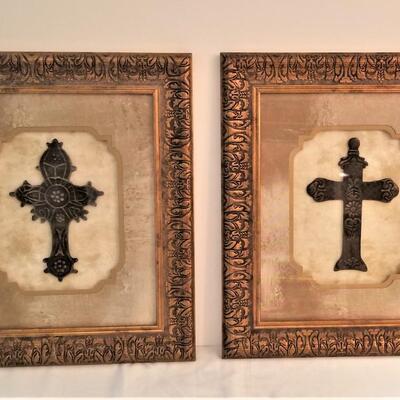 Lot #3  Pair of Decorator Rustic Cross Pictures