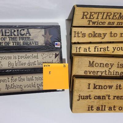 8 Wood Decor Plaques -Item# 434