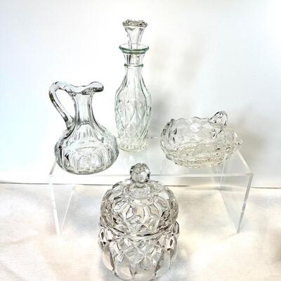 Assorted Pressed Glass Lot of 4 Pieces