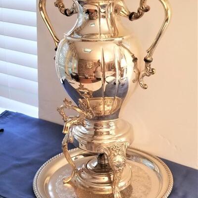 Lot #21  Silverplate Coffee Urn with Tray