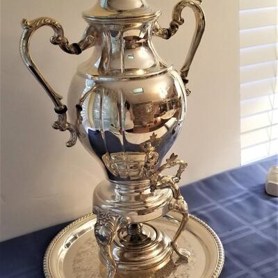 Lot #21  Silverplate Coffee Urn with Tray
