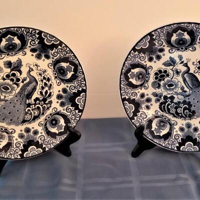 Lot #26  Pair of Blue/White Peacock Plates