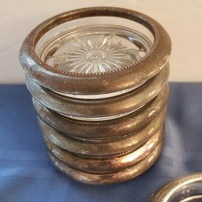 Lot #30  Lot of Frank Whiting Sterling Silver and Glass Coasters