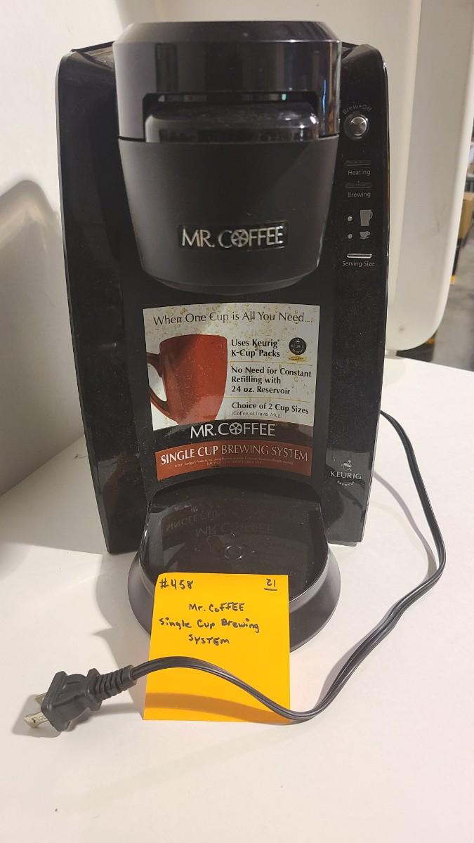 Mr. Coffee Single Cup Brewing Machine Item 458