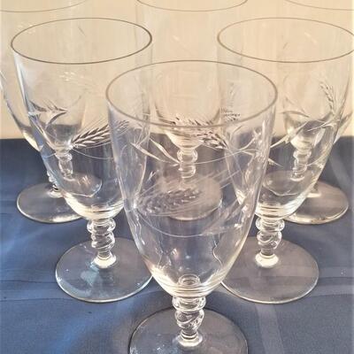 Lot #31  Lot of Beautiful Crystal Water Goblets - Vintage - Acid Etched