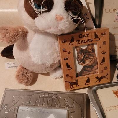 Lot 146: Assorted NEW Cat Theme Photo Frames + Grumpy Cat Plush