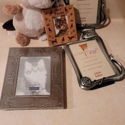 Lot 146: Assorted NEW Cat Theme Photo Frames + Grumpy Cat Plush