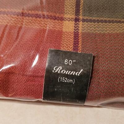 Lot 159: 60" Round Plaid Tablecloth