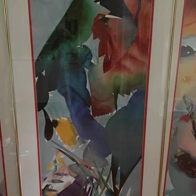 K1276 Set of 3 Signed and Numbered Abstract Wall Art 