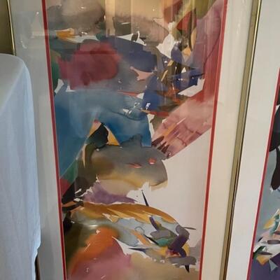 K1276 Set of 3 Signed and Numbered Abstract Wall Art 