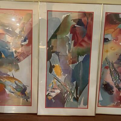 K1276 Set of 3 Signed and Numbered Abstract Wall Art 