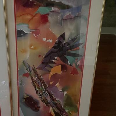 K1276 Set of 3 Signed and Numbered Abstract Wall Art 