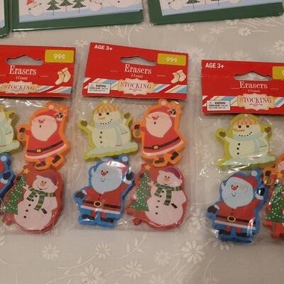 Lot 197: Christmas Basket and Children's Activity Packs, Erasers and Dry Erase Boards