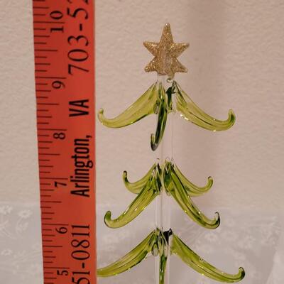 Lot 198: Glass Christmas Tree with Glass Glittery Ornaments 