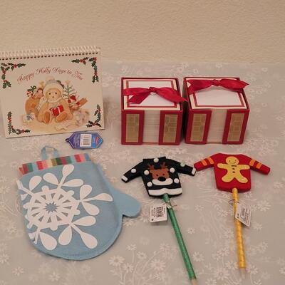 Lot 202: Christmas Notecards, Pens, Notepads and Teddy Bear Deco 