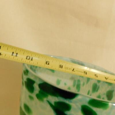 Large Opaque and Green Speckled Glass Vase 10