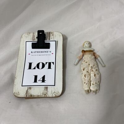 [14] ANTIQUE | Tiny Porcelain Doll | Straw Body 