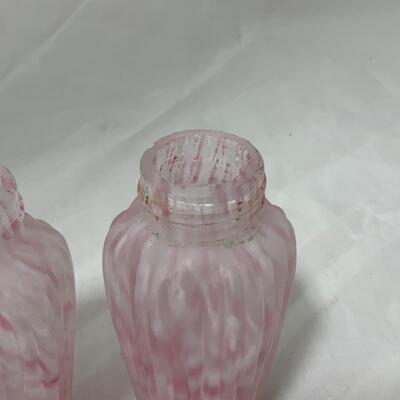 [23] VINTAGE | Pink and White Marbleized Satin Glass | Salt and Pepper