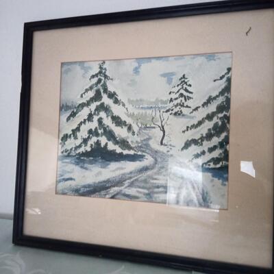Print of Snow and Tress