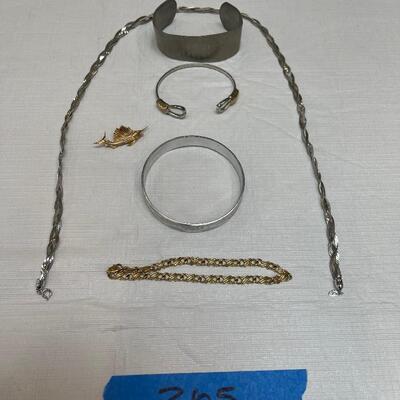 Lot 265 - Pewter Cuff Bracelet & Costume Jewelry