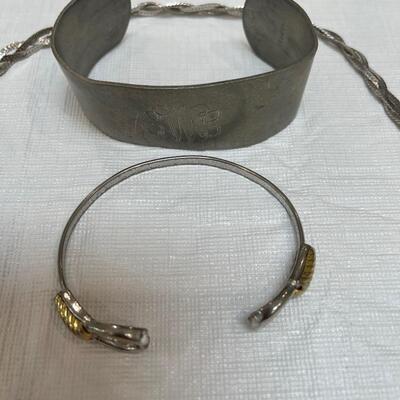 Lot 265 - Pewter Cuff Bracelet & Costume Jewelry