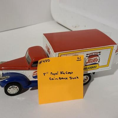 Pepsi Die-cast Coin Bank Truck -Item# 480