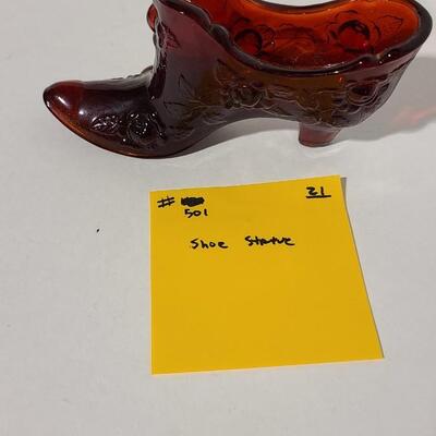 Red Fenton Glass Shoe Figurine -Item# 501
