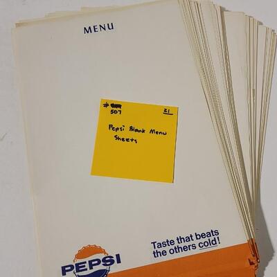 Blank Pepsi Menu Sheets -Item# 507