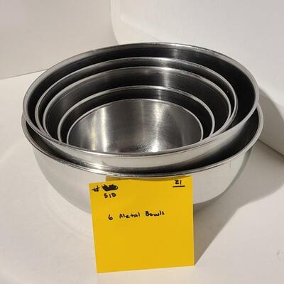 6 Metal Bowls -Item# 510