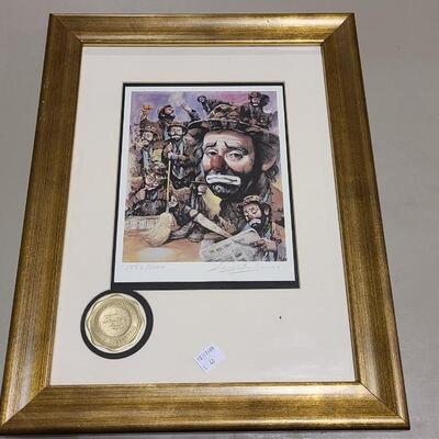 Framed Clown print with matting -Item# 560