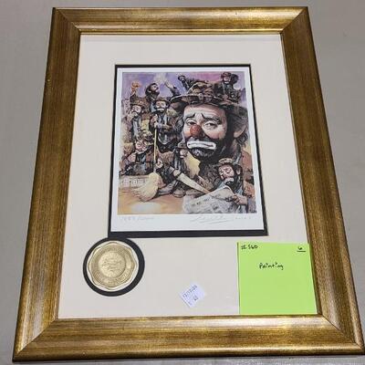 Framed Clown print with matting -Item# 560