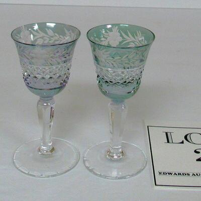 2 Beautiful Cut to Clear Cordials Unmarked, Probably Bohemian/Czechoslovakia