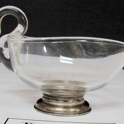 Small Clear Swan Candy Dish With Sterling Foot