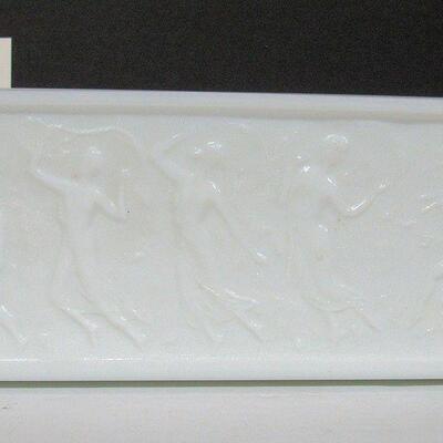 Vintage LE Smith Glass Planter White Milk Glass Nudes On All Sides
