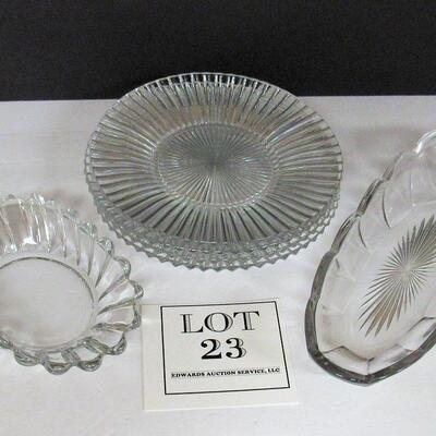Vintage Heisey Glass Lot #1 Ridgeleigh Plates, Crystolite Oval Dish, Colonial Relish