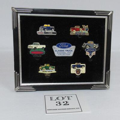 Set of Ford Classic Truck Enamel Pins in Frame Presentation