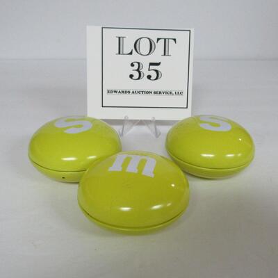 3 Modern Tin M&Ms Candy Containers