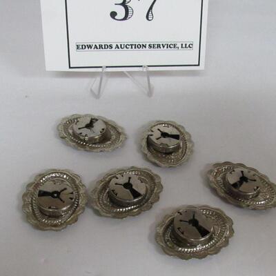 6 Western Style Metal Button Cover Embellishments