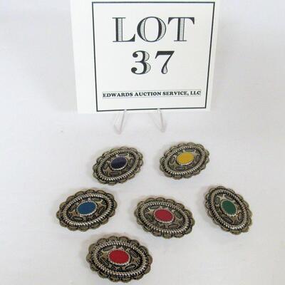 6 Western Style Metal Button Cover Embellishments