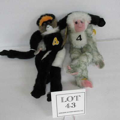 Two Ultra Soft Plush Monkeys Akina and Dada, Titletown Chimps #4  Read description for more details.