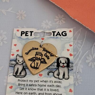Lot 349: (2) Cat Pet Tags and Small Pet Bandana