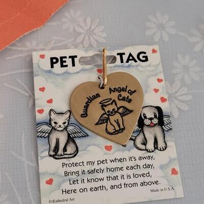 Lot 349: (2) Cat Pet Tags and Small Pet Bandana