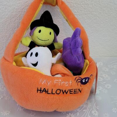 Lot 354: Black Cat Onsie and Socks and Baby's 1st Halloween Plush Toy