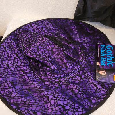 Lot 369: Halloween Treat Bowl, Bags, Witch Hat and Mask