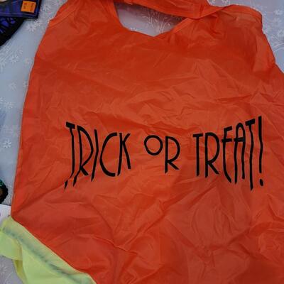 Lot 369: Halloween Treat Bowl, Bags, Witch Hat and Mask