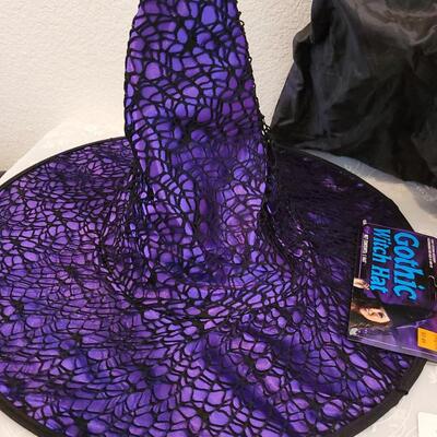 Lot 369: Halloween Treat Bowl, Bags, Witch Hat and Mask