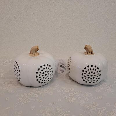 Lot 372: (2) Luminary Ceramic Pumpkins