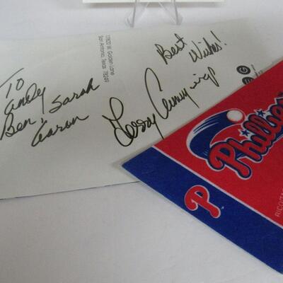 Small Phillies Pennant With Autographed Paper, I don't know the signer - read description for more info